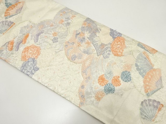JAPANESE KIMONO / ANTIQUE FUKURO OBI / SAGANISHIKI / WOVEN FLORAL PLANTS